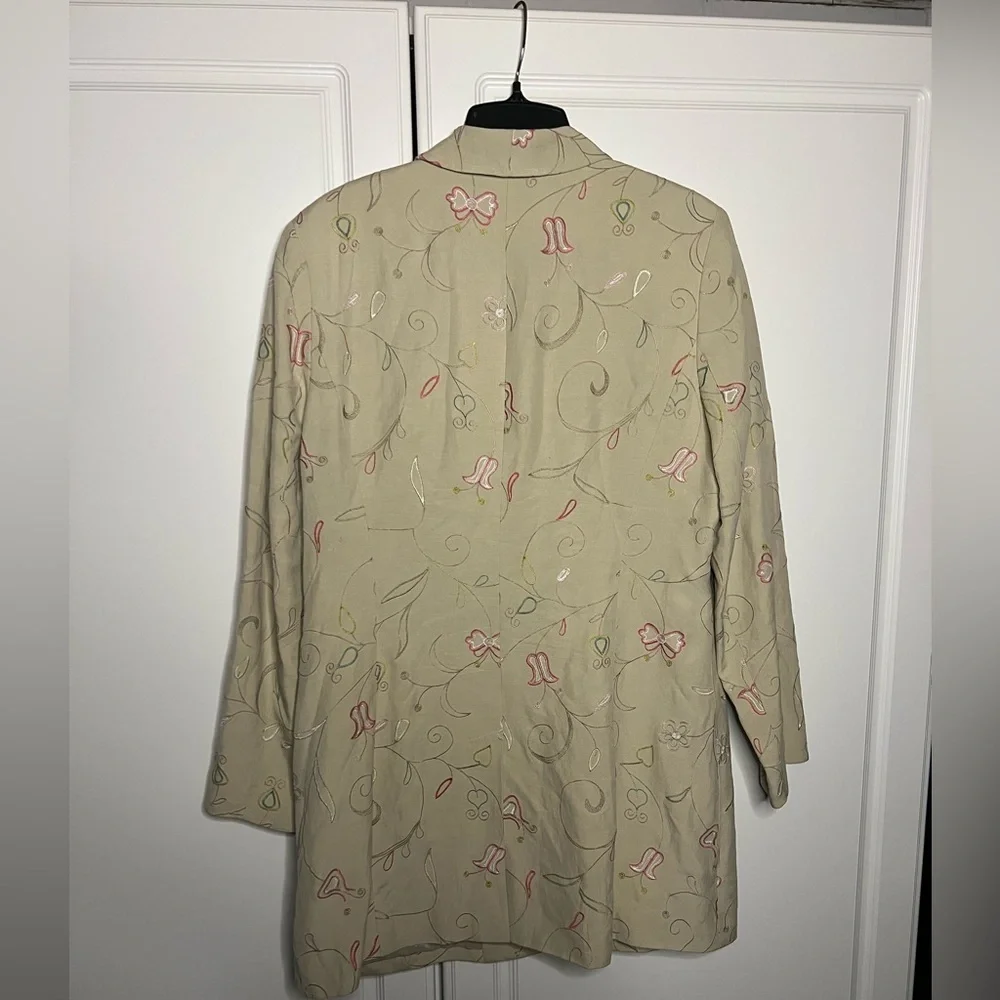 Grace Dane Lewis silk-linen embroidered blazer